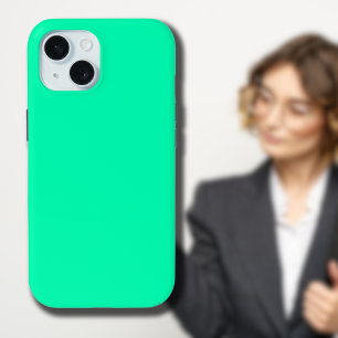 Coque Pour iPhone 15 Couleur solide verte marine Classique Élégant