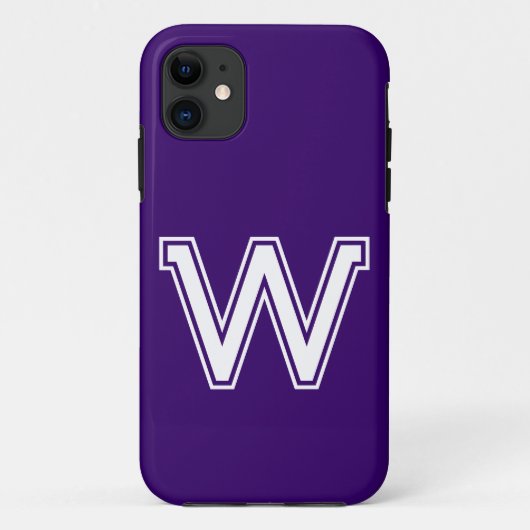 Coques Case-Mate iPhone Couleur solide violette profonde | Monogramme mini (Dos)