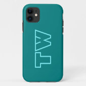 Coques Case-Mate iPhone Couleur turquoise bleue solide | Monogramme minima (Dos)