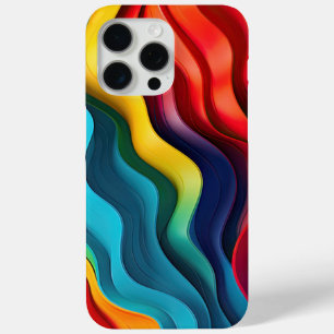 Coque iPhone 15 Pro Max Couleurs arc-en-ciel ondulées arrière - plan