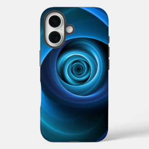 Coques iPhone 16 Couleurs bleu spirale 3D Art Abstrait fractal mode