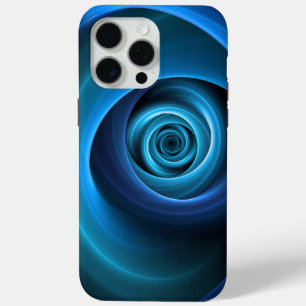 Coque iPhone 15 Pro Max Couleurs bleu spirale 3D Art Abstrait fractal mode