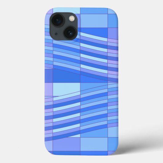 Coques Case-Mate iPhone Couleurs bleues Rectangles ondulées (Verso)