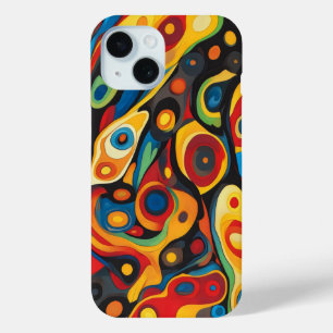 Coque Pour iPhone 15 Couleurs Chaudes Psychedéliques