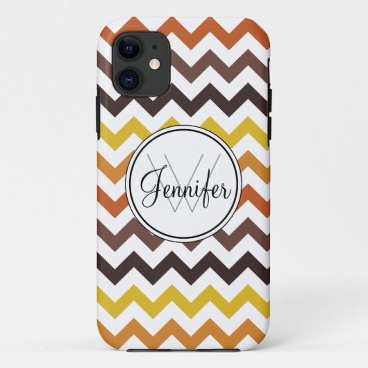 Coques Case-Mate iPhone Couleurs d'automne, Browns Chevron Monogramme iPho (Dos)