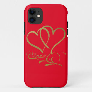 Coque Case-Mate Pour iPhone Couleurs de fond modifiables Forever Hearts Gold