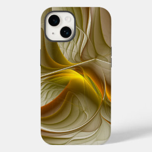 Coque Pour iPhone 14 Couleurs de métaux précieux, art fractal abstrait