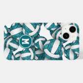 Coques Case-Mate iPhone Couleurs d'équipe blanche turquoises à motifs voll (Verso (horizontal))