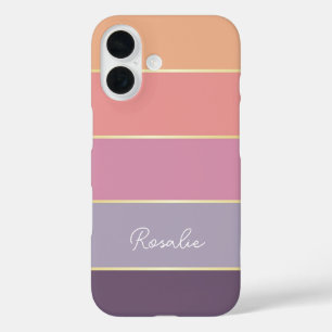 Coques iPhone 16 Couleurs d'été personnalisées Bandes de blocs de c
