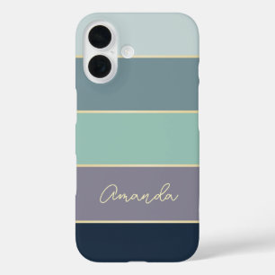 Coques iPhone 16 Couleurs d'été personnalisées Bandes de blocs de c