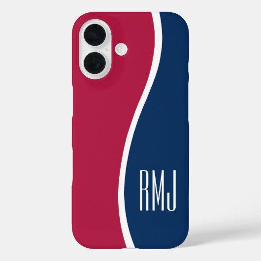 Coques Case-Mate iPhone Couleurs DIY Monogramme Courbe Moderne Rouge Blanc (Verso)