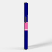 Coques Case-Mate iPhone Couleurs DIY Navy, Ruban Rose Chaud Monogramme S (Verso / Droite)