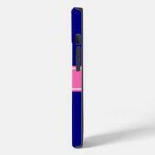 Coques Case-Mate iPhone Couleurs DIY Navy, Ruban Rose Chaud Monogramme S (Verso / Gauche)