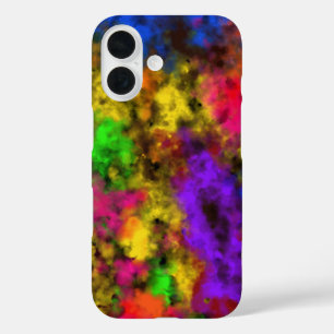 Coques iPhone 16 Couleurs Néon Acrylique Tache Éclaboussure Abstrai