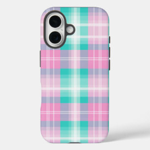 Coques iPhone 16 Couleurs printanières carreautées pastel plaisante
