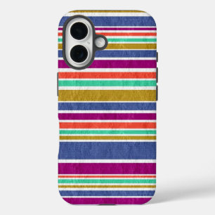 Coques iPhone 16 Couleurs Rétro Texturé Rayé