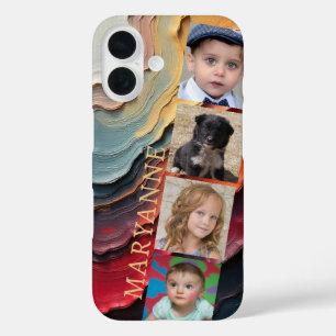 Coques iPhone 16 Couleurs uniques de peinture séchée avec 4 photos