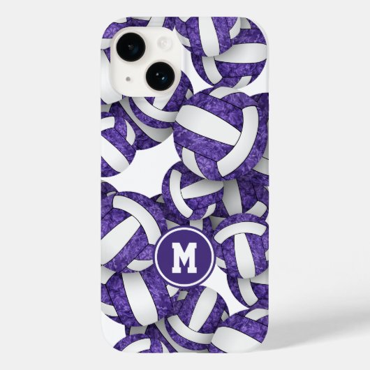 Coques Case-Mate iPhone Couleurs violet blanc de l'équipe volleyballs girl (Verso)