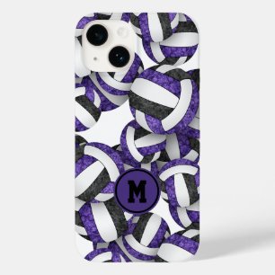Coque Pour iPhone 14 Couleurs violet noir de l'équipe volleyballs girly