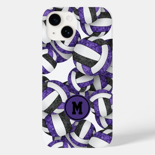Coques Case-Mate iPhone Couleurs violet noir de l'équipe volleyballs girly (Verso)