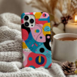 Coque Pour iPhone 14 Pro Couleurs vives formes géométriques modernes<br><div class="desc">Couleurs vives avec différentes formes blanches dans des couleurs différentes,  composition géométrique moderne.</div>
