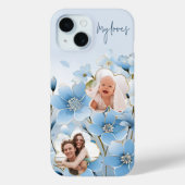 Coques Case-Mate iPhone Coupe bleu unique 2-Photos en formes de fleurs (Verso)