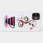 Coques Case-Mate iPhone Coupe de café, torsades, Coeurs - Noir rose Brown (Dos (Horizontal))