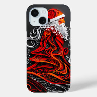 Coque Pour iPhone 15 Coupe de papier Père Noël complexe