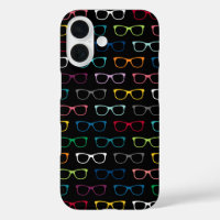 Coupe Nerdy Hipster Lunettes Motif Coloré Noir