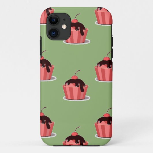 Coques Case-Mate iPhone Coupes de crème glacée rose sur vert (Dos)