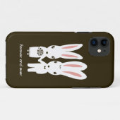 Coques Case-Mate iPhone Couple de lapins mariés avec texte (Dos (Horizontal))
