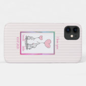 Coques Case-Mate iPhone Couple d'éléphant rose doux (Dos (Horizontal))