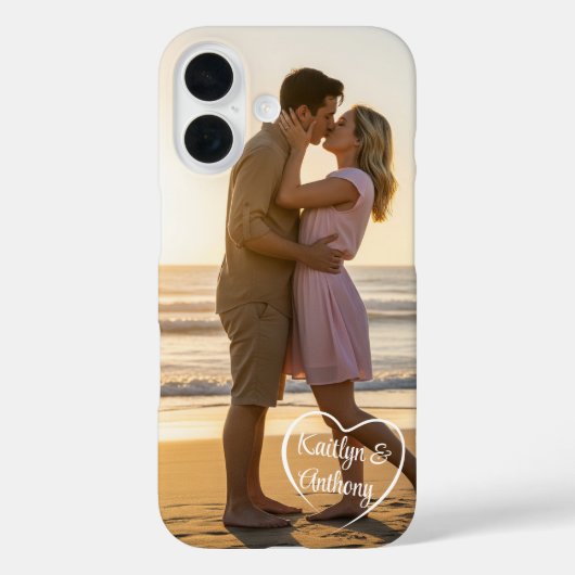 Coques Case-Mate iPhone Couple Love Heart Photo Names (Verso)