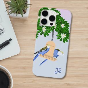 Coques iPhone 16 Pro Max Couple mignon Parrots Joués Rosellas Monogramme