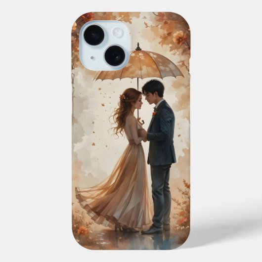 Coques Case-Mate iPhone Couple romantique d'automne sous parapluie - Amour (Verso)