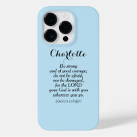 Courage bleu clair Bible Verset Nom personnalisé S