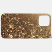 Coques Case-Mate iPhone Courbe florale dorée moderne (Verso (horizontal))
