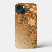Coques Case-Mate iPhone Courbe florale dorée moderne (Verso)