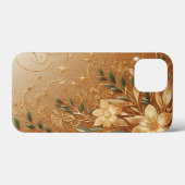 Coques Case-Mate iPhone Courbe florale dorée moderne (Verso (horizontal))