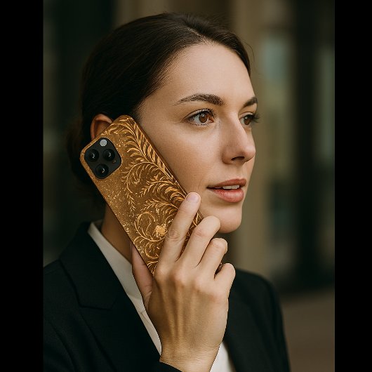 Coques Case-Mate iPhone Courbe florale dorée moderne
