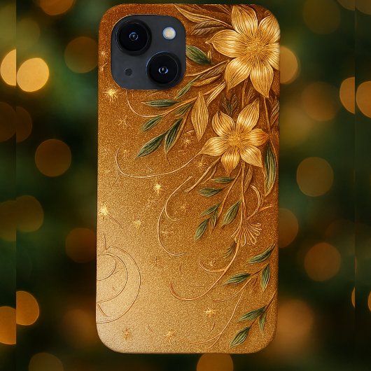 Coques Case-Mate iPhone Courbe florale dorée moderne