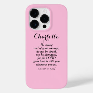 Coque Pour iPhone 14 Pro Courbe rose clair Verse Bible Nom personnalisé Sim