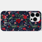 Coques Case-Mate iPhone Courbe rouge vert fleuri motif monogramme hivernal (Verso (horizontal))
