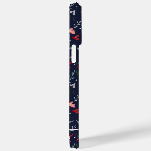 Coques Case-Mate iPhone Courbe rouge vert fleuri motif monogramme hivernal (Verso / Droite)