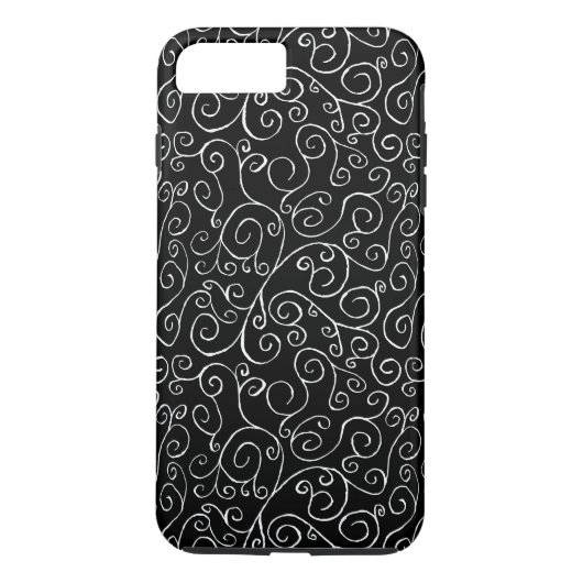 Coques Case-Mate iPhone Courbes blanches peintes sur noir (Dos)