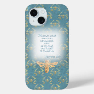 Coque Pour iPhone 15 Couronne de grille de Bible verte chartreuse dorée
