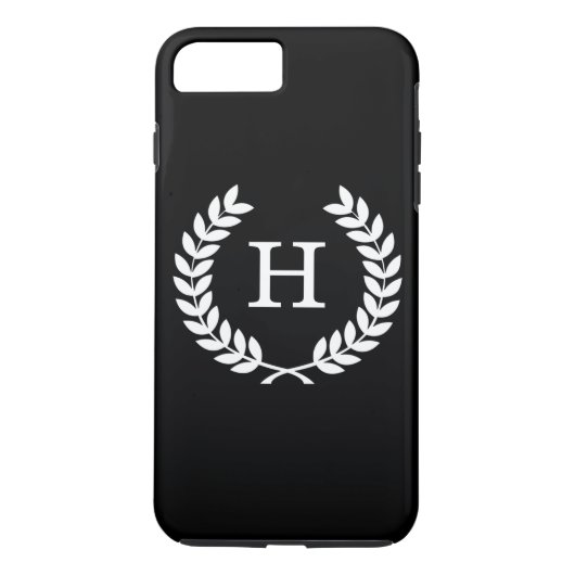 Coques Case-Mate iPhone Couronne de laurier blanc noir de blé Monogramme i (Dos)