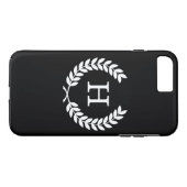 Coques Case-Mate iPhone Couronne de laurier blanc noir de blé Monogramme i (Dos (Horizontal))