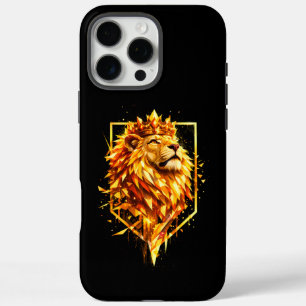 Coques iPhone 16 Pro Max Couronne de lion de feu géométrique