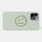 Coques Case-Mate iPhone Couronne de monogramme personnalisée en olivier  (Dos (Horizontal))